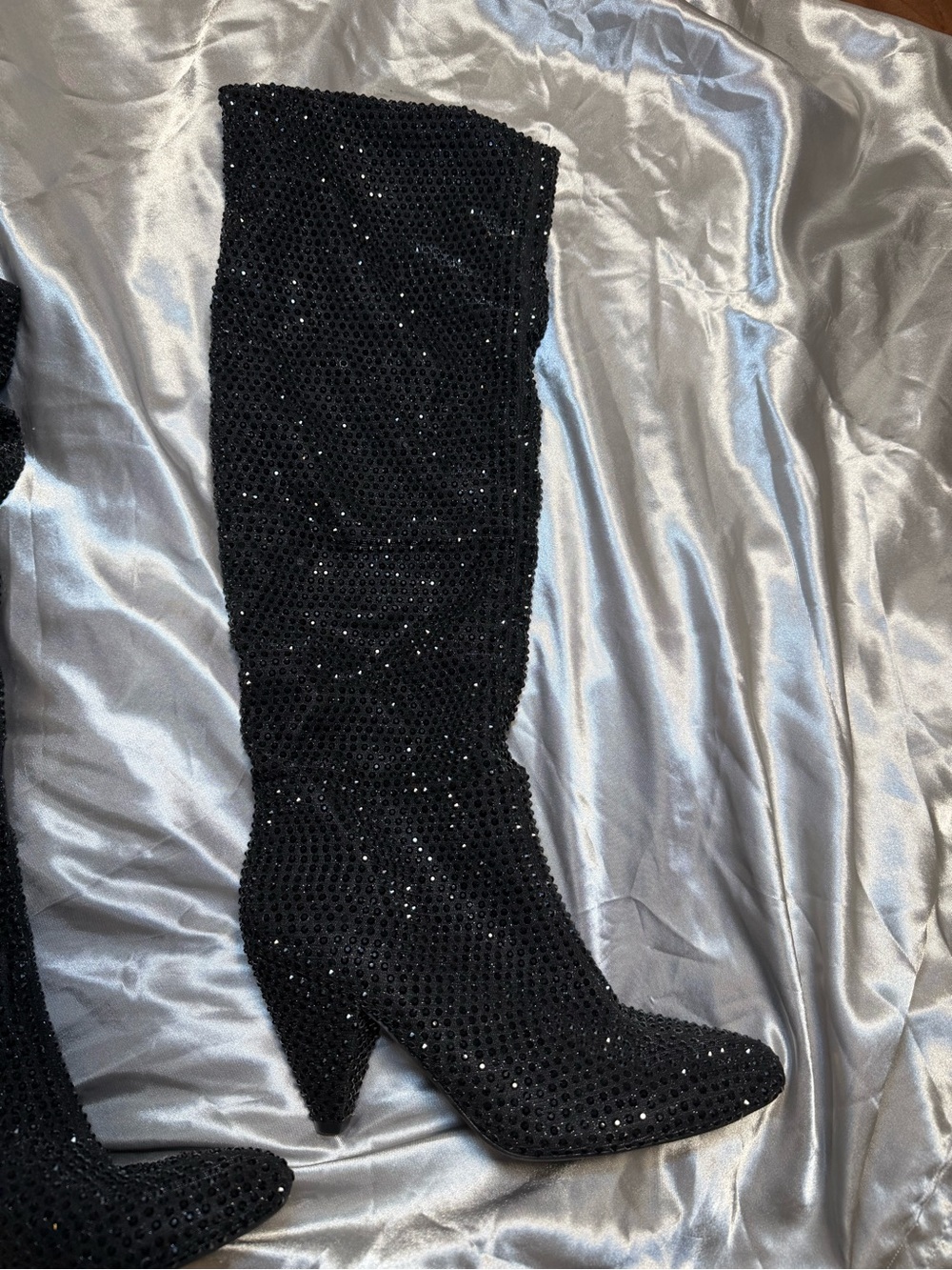 INC International Concepts Black Sequin Over-the-Knee Boots - Picture 9 of 9